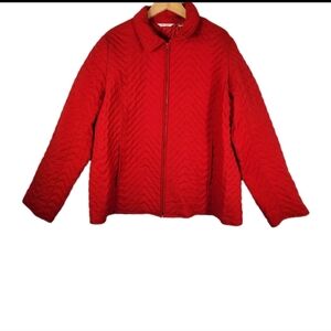 Laura Ashley Womens Red Quilted Chore Jacket Size Large Outdoor All Season EUC